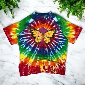 Vintage 90s Single Stitch Tie Dye Butterfly T-Shirt Retro Y2K Indie Grunge Top